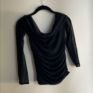 Abercrombie & Fitch Black Mesh Drape Blouse